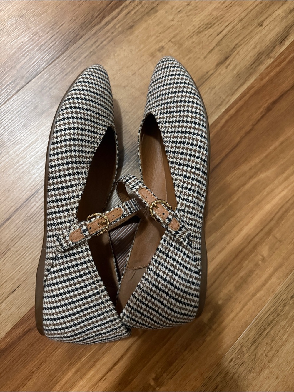 Lucky Brand Houndstooth Mary Jane Flats in Black and Cream - Picture 6 of 9